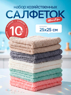 Набор салфеток хозяйственных MicroFiber (10 шт)